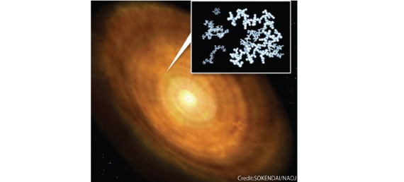 Figure 1: Artist's impression of porous aggregates in protoplanetary disks.